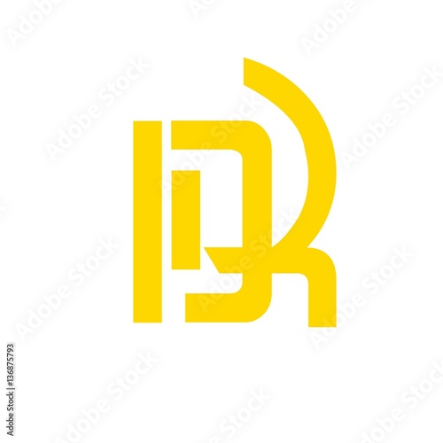 initial letter DR yellow color logo vector