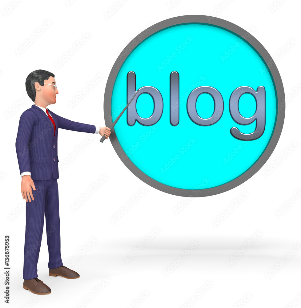 Blog Sign Showing Social Media News 3d Rendering