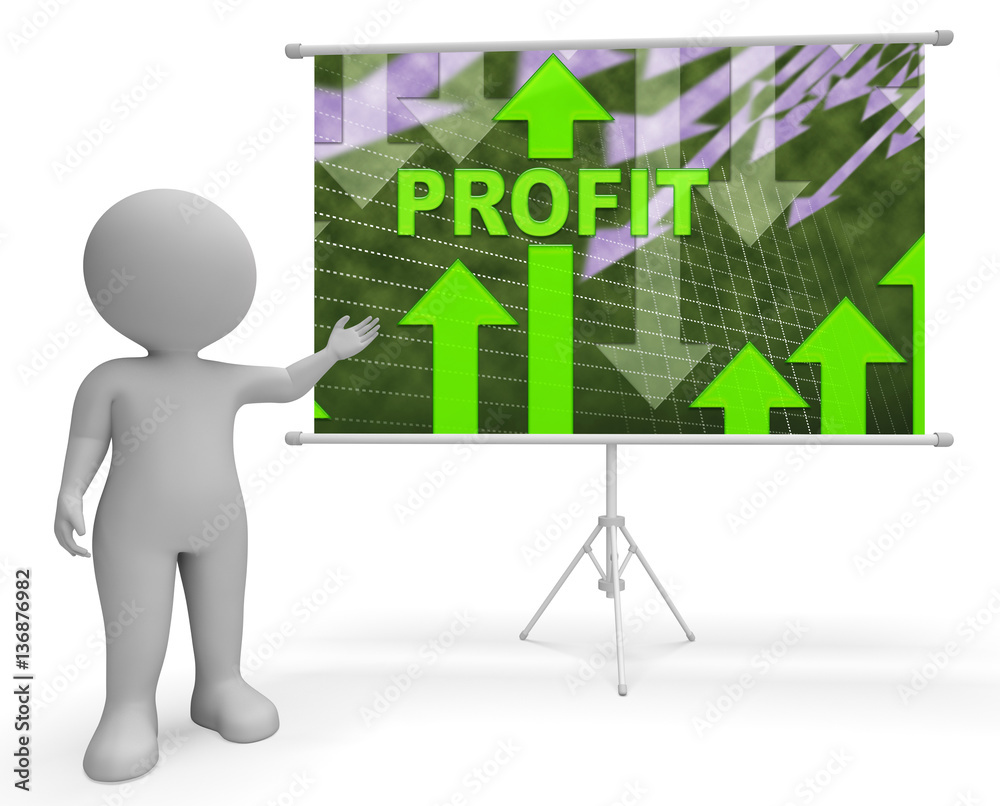 Profit Graph Shows Growth Earning 3d Illustration Profit Graph Shows Growth Earning 3d Illustration