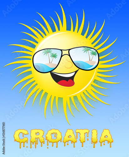 Croatia Sun Smiling Means Sunny 3d Illustration