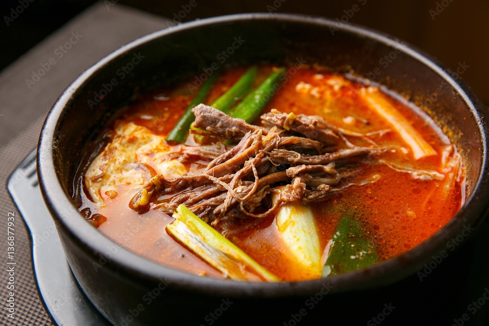 yukgaejang korean style tofu stew, korean traditional soup, yukgaejang korean style tofu stew, korean traditional soup,