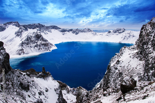 The beautiful lake in the winter of Chang Bai Mount, Jilin provi