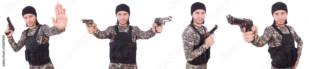 Soldier with gun isolated on white Soldier with gun isolated on white