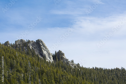 Rocky Peaks of Evergreen Covered Mountainside Colorado