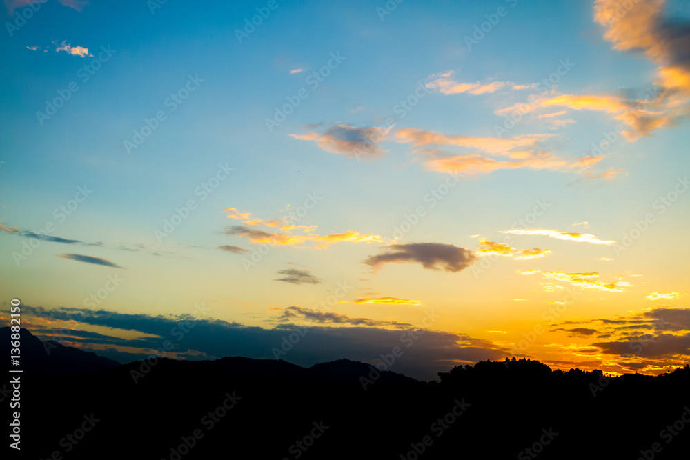 Obraz premium Sunset time,Blue Sky and Clouds