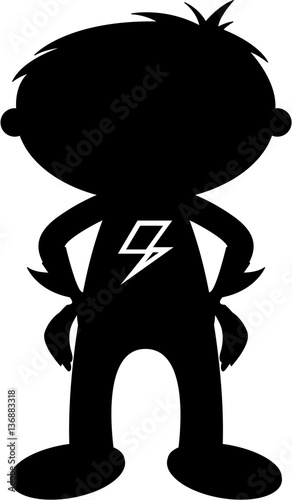 Cartoon Heroic Superhero Boy in Silhouette