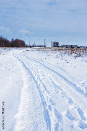 Beautiful countryside winter road