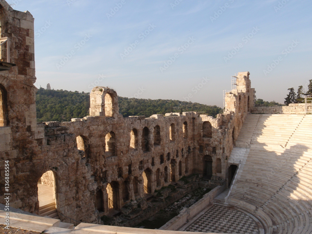 Odeon of Herodes Atticus at the bottom of the Acropolis in Athens, Greece.