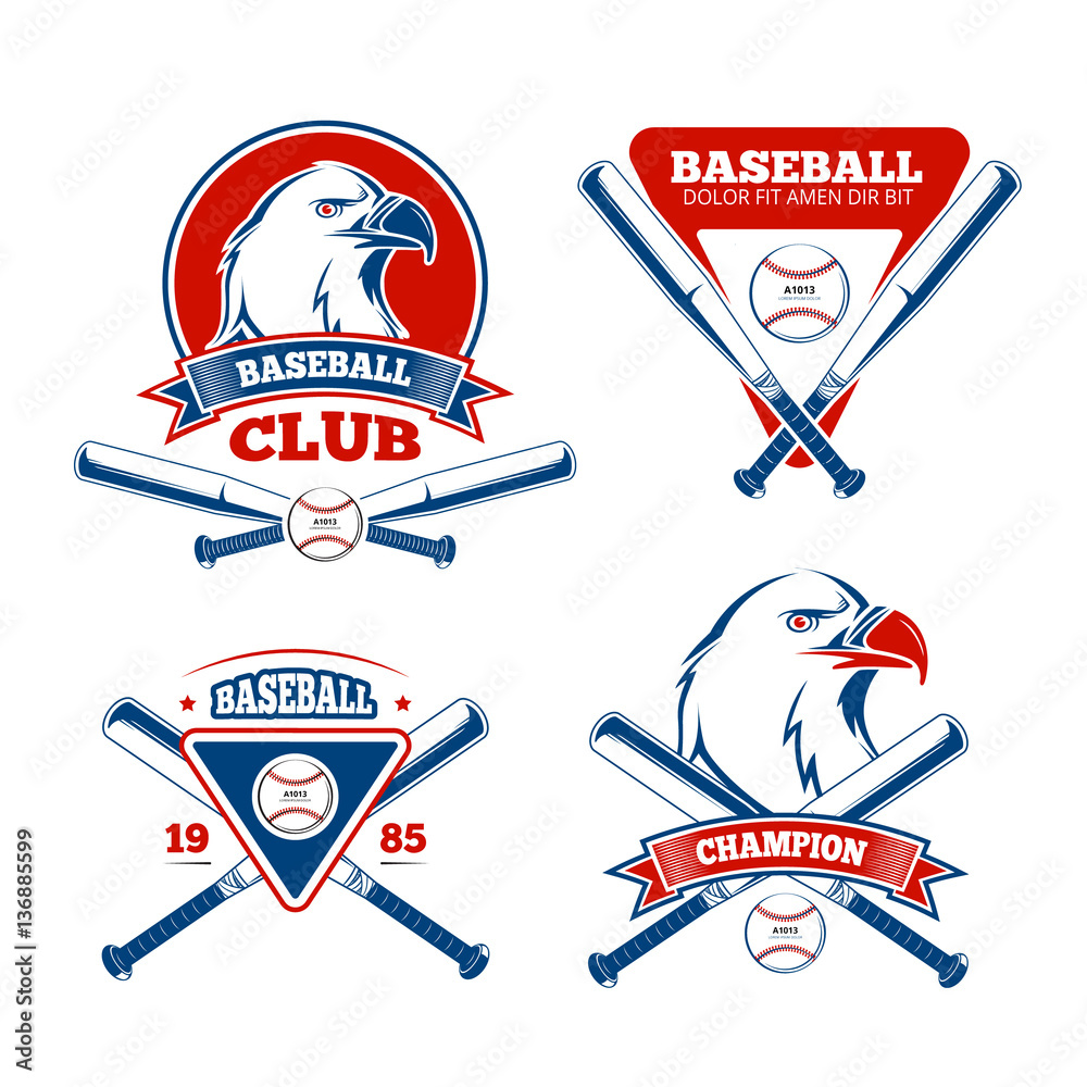 Retro baseball sports vector badges for boys sportswear