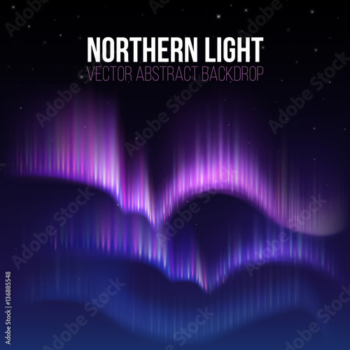 Arctic aurora, northern lights in polaris alaska vector background
