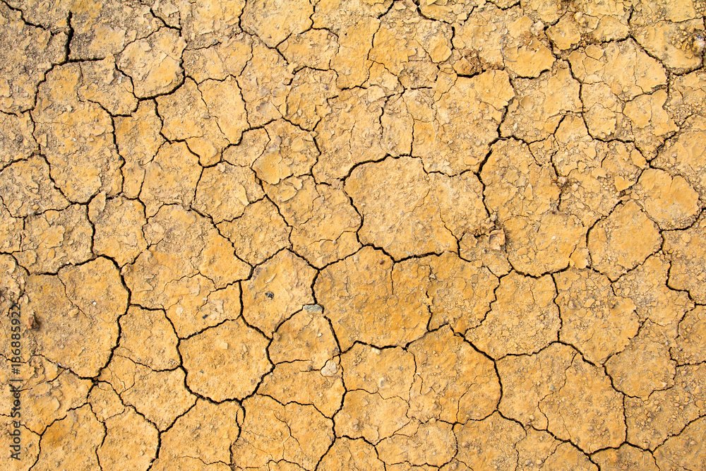 Cracked dry brown soil background, global warming effect