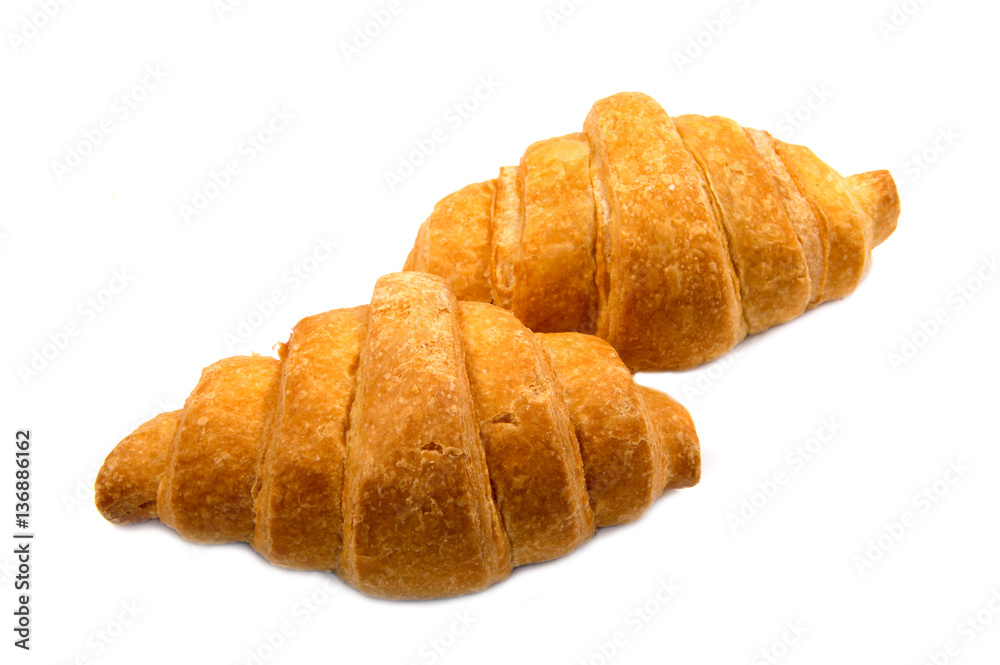 Fresh butter croissant, isolated on white background. Fresh butter croissant, isolated on white background.