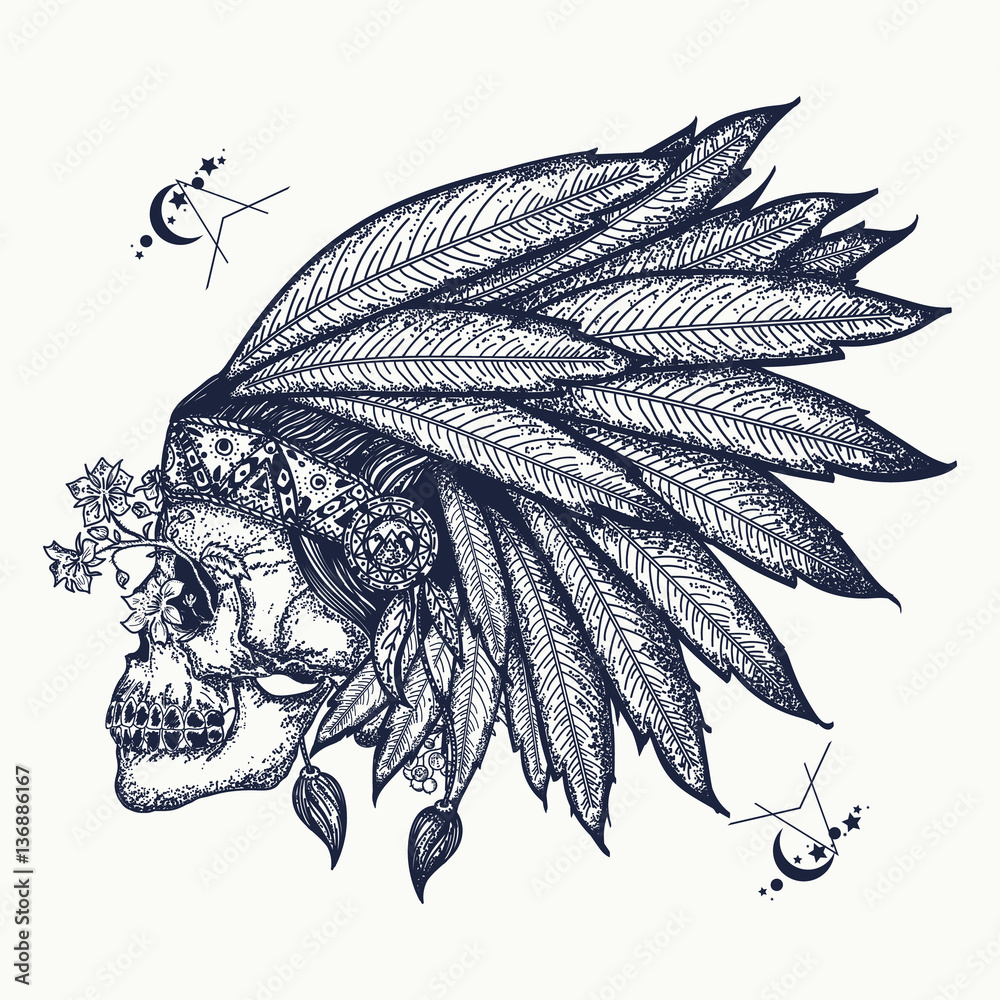 Indian Warrior Skull Temporary Tattoo – TattooIcon