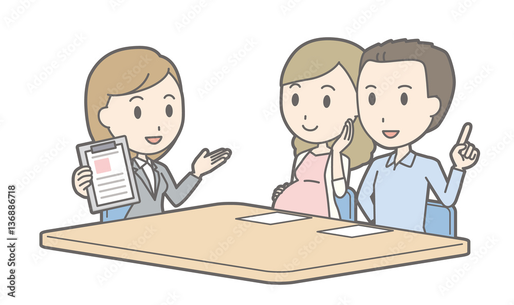 Illustration that a couple talking with a female consultant vol.