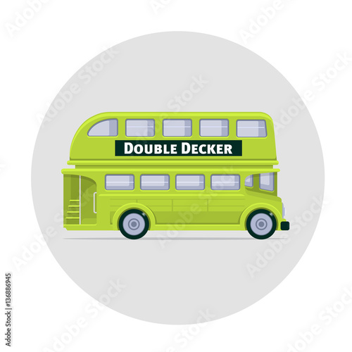Vector double decker bus england icon illustration green