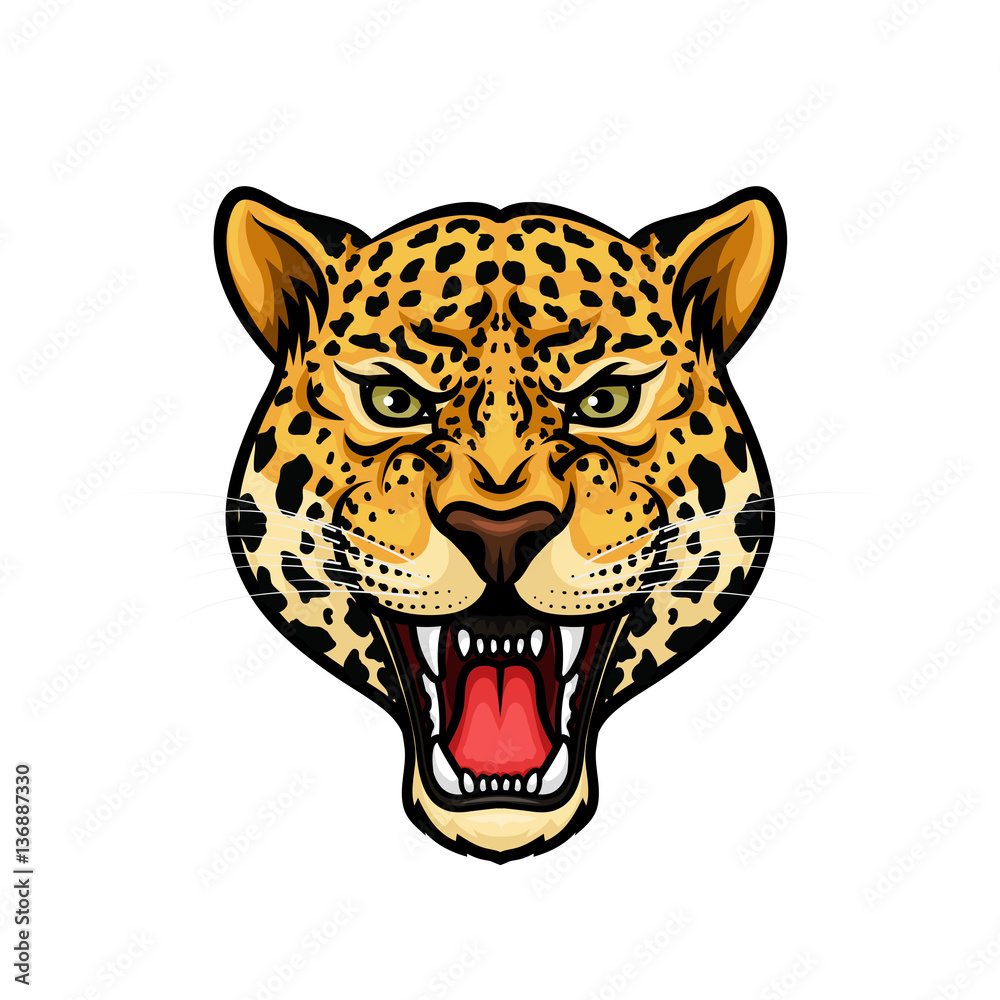 Naklejka premium Jaguar head isolated cartoon mascot design