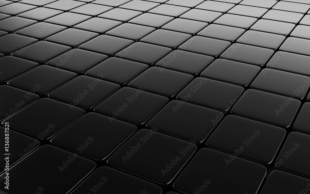 Black abstract image of cubes background. 3d render
