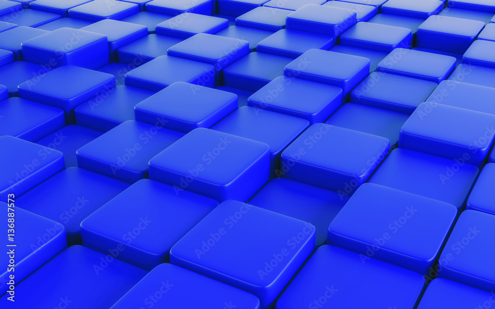 Obraz premium Błękitny abstrakcjonistyczny wizerunek sześcianu tło. Renderowania 3d