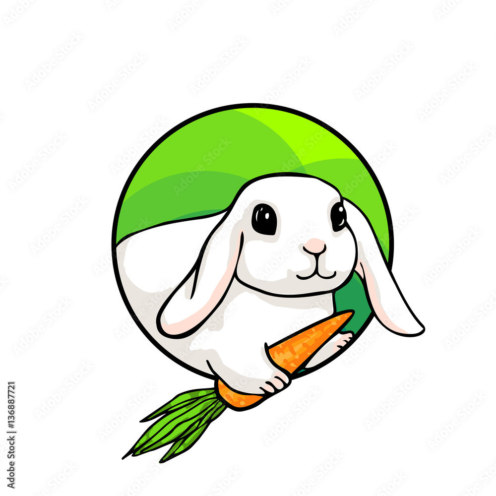 Obraz premium Bunny. Animal art, cute cartoon style, vector hand drawn illustration. Suitable for pet shop or zoo ads, label design or animal food package element