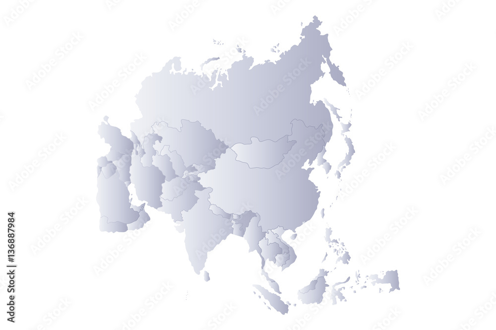 Obraz premium map asia gray