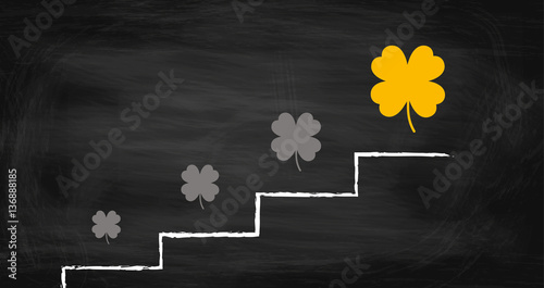 Treppe - Weg zum Glück - Vierblättriges Kleeblatt