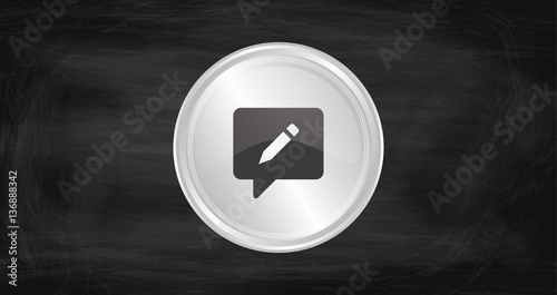 Chrom Button - Messenger - Sprechblase - Stift