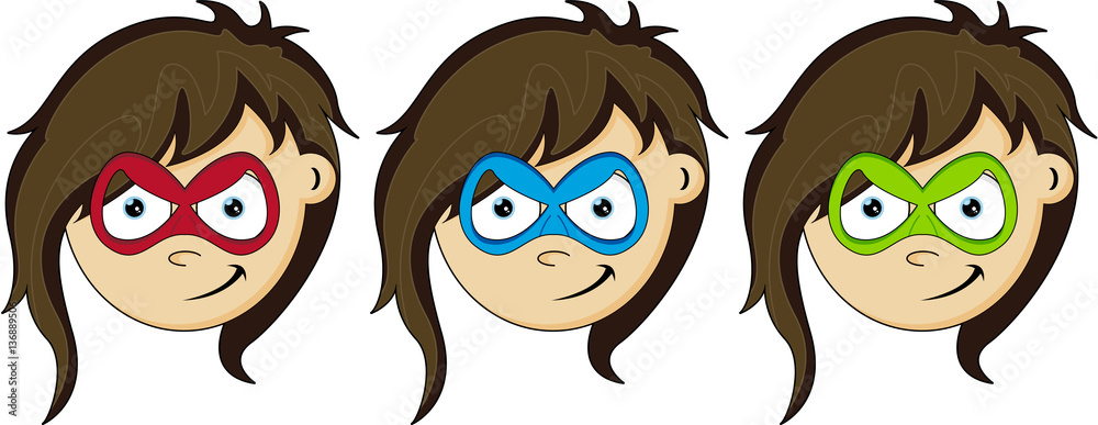 Fototapeta premium Cute Masked Heroic Superhero Girl Head