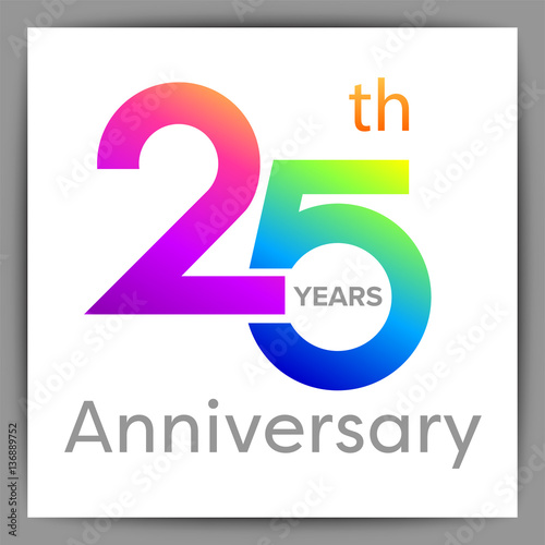 Template logo 25th anniversary with a circle, shape and colorful vector illustration