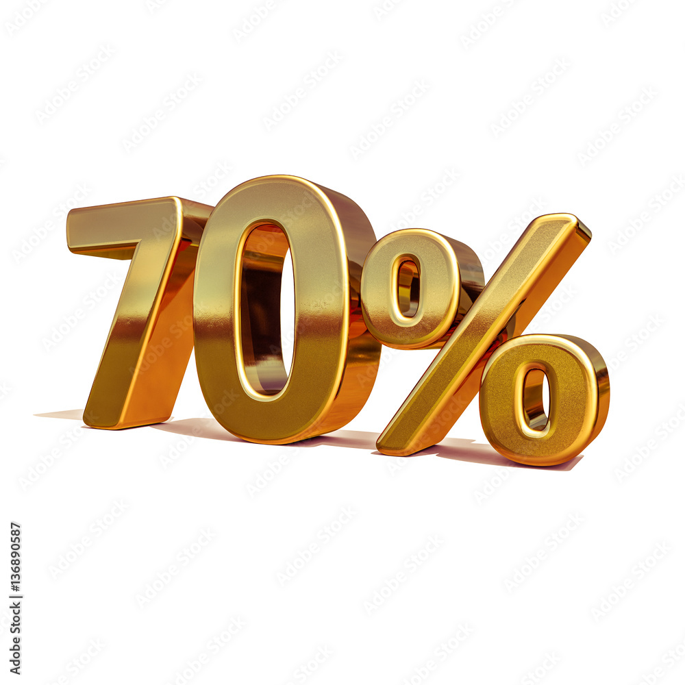 3d Gold 70 Seventy Percent Discount Sign 3d Gold 70 Seventy Percent Discount Sign