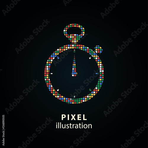 Stopwatch - pixel illustration.