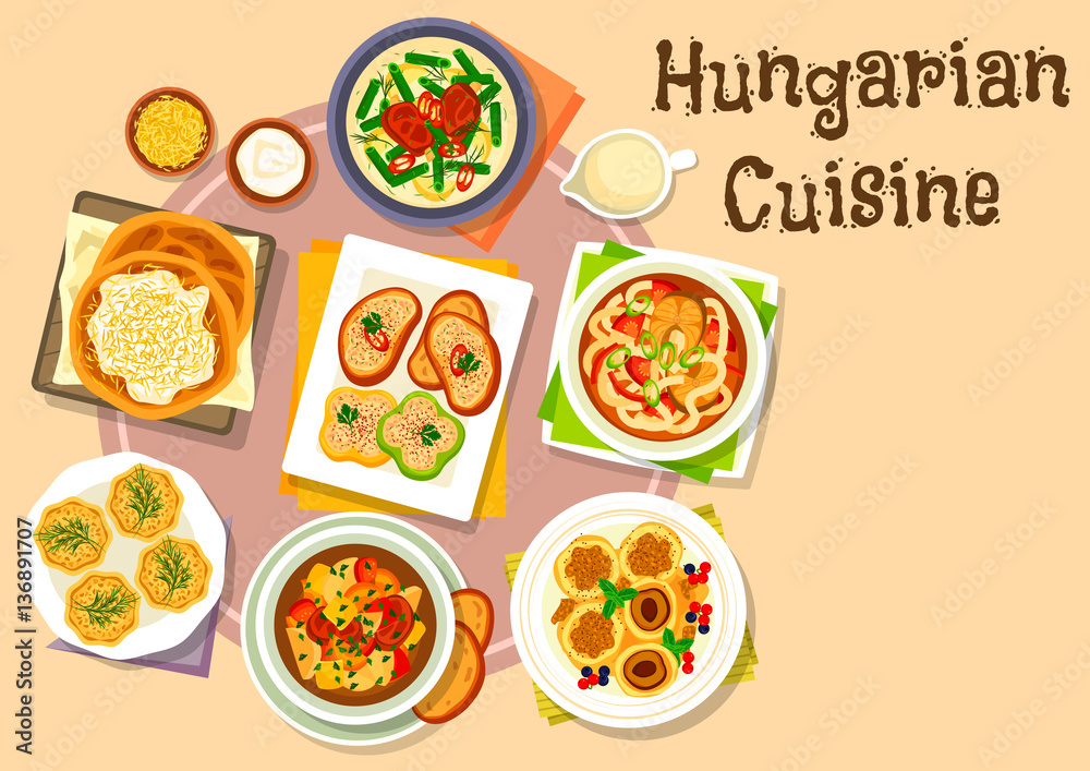 Hungarian national cuisine icon for menu design Hungarian national cuisine icon for menu design