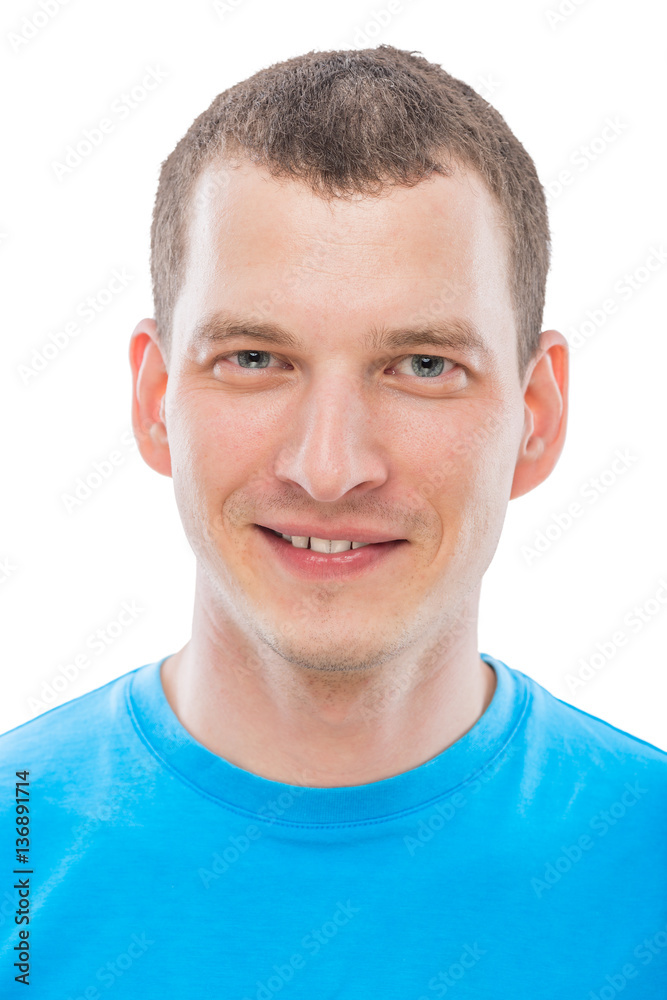 Vertical portrait of a man with a smile on a white background is Vertical portrait of a man with a smile on a white background is