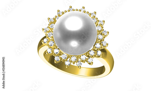 Pearl ring isolated on white