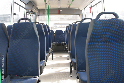 passenger compartment of a big shuttle bus