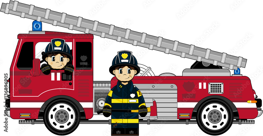 cute firefighter cartoon