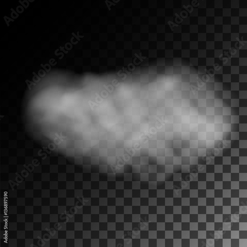 Fog or smoke isolated on transparent background. White cloudiness, mist or smog. Vector illustration