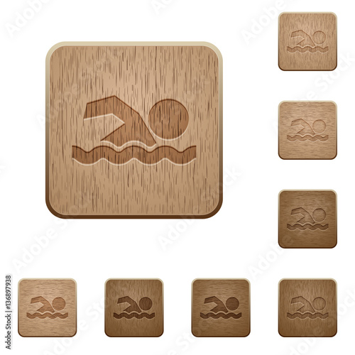 Swimming man wooden buttons