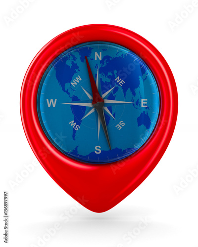 compass on white background...