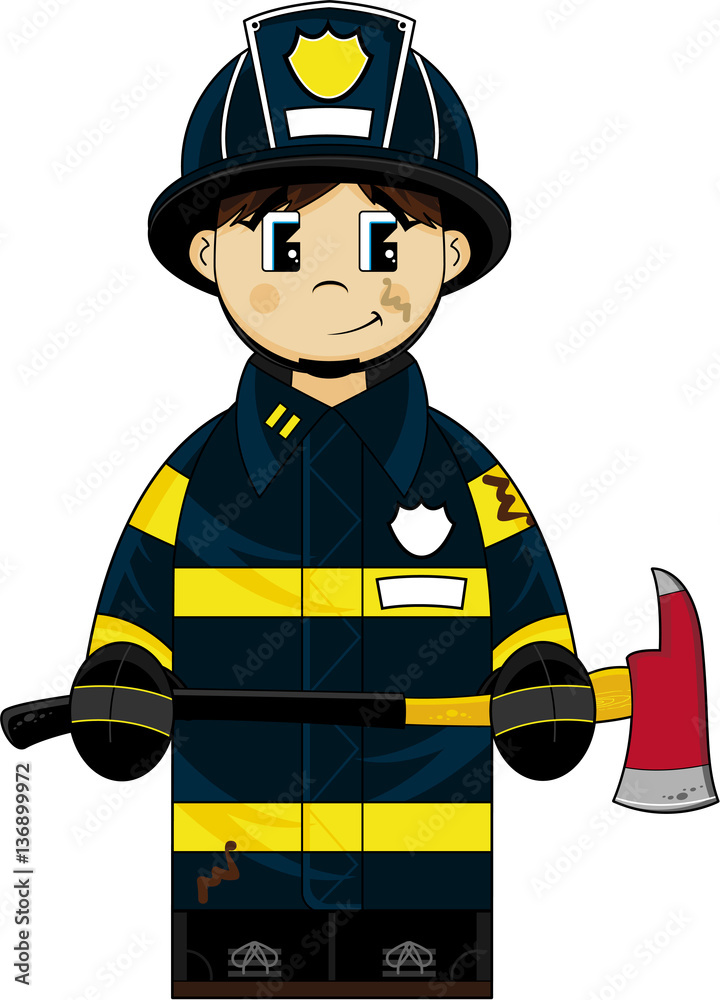 Cute Cartoon Fireman - Firefighter Cute Cartoon Fireman - Firefighter