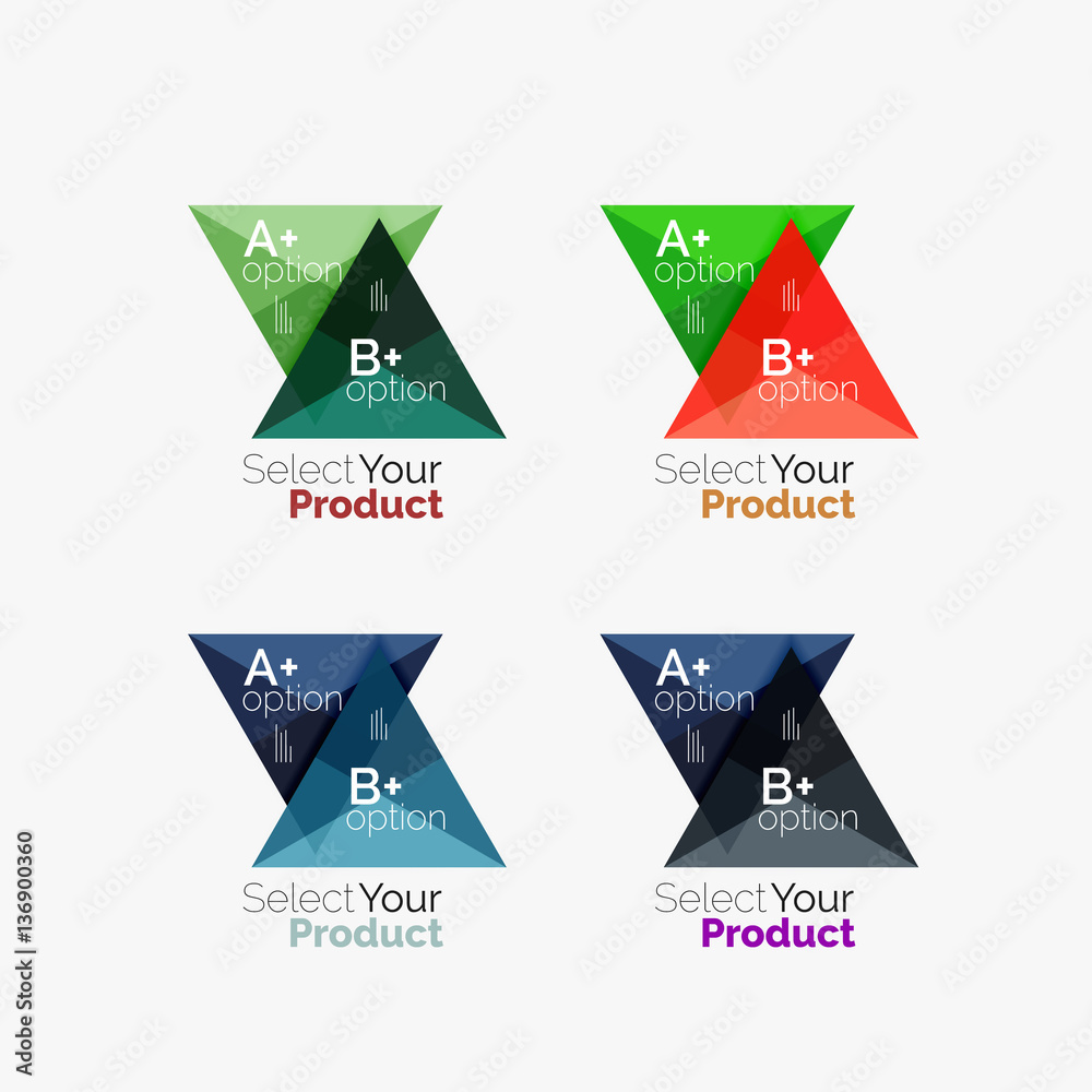 Set of triangle option infographic layouts Set of triangle option infographic layouts