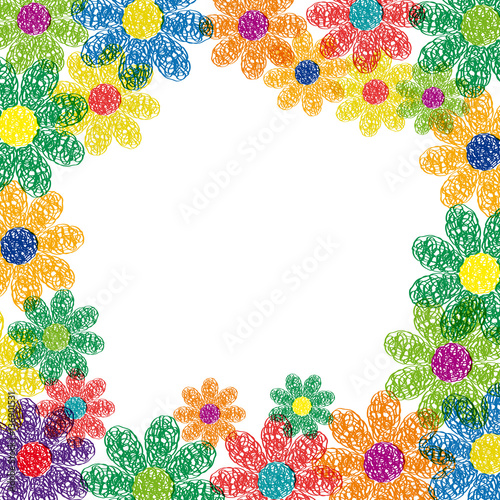 Spring Background. Hand drawn flowers
