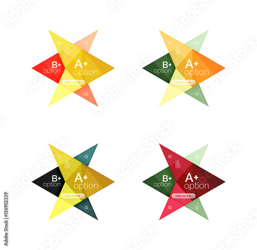 Colorful arrow option infographics banners, business geometric templates