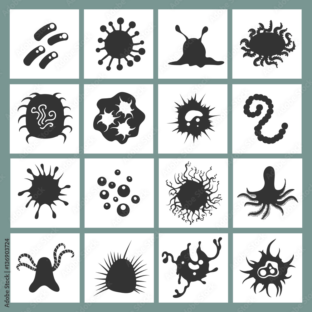 Cell disease vector icons. Biology immune bacteria and infection ...