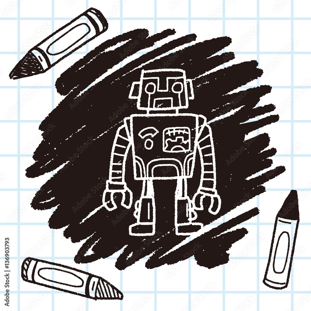 Naklejka premium robot doodle