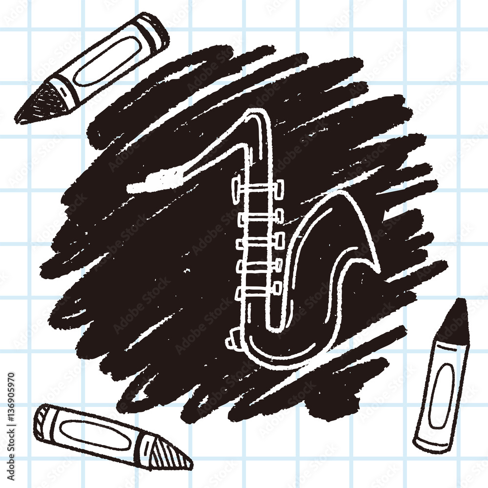 Naklejka premium Saxophone doodle