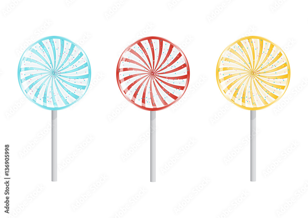 Set of Colorful Birthday Lollipops Isolated on White Background. Vector Illustration Design for Children Party, Baby Shower, Wedding. Set of Colorful Birthday Lollipops Isolated on White Background. Vector Illustration Design for Children Party, Baby Shower, Wedding.