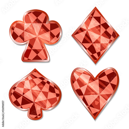 Icons collection of suits vector illustration. Diamonds, Spades, Clubs, Hearts for Business, Web, Game and Mobile App and Infographics. Game Asset. 