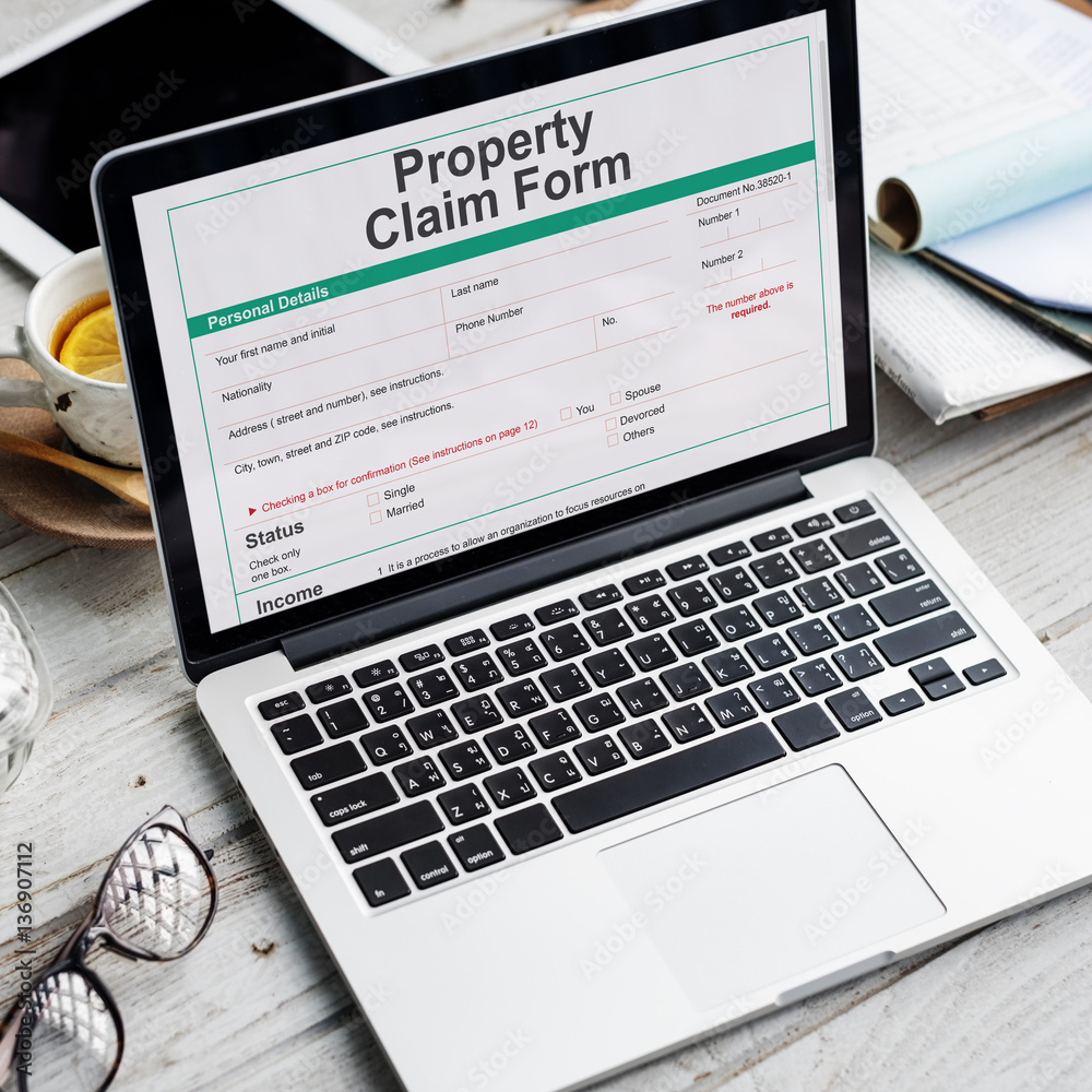 Property Claim Form Payslip Purchase Order Concept Property Claim Form Payslip Purchase Order Concept