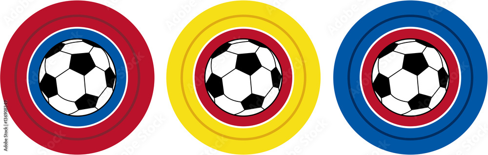 Fototapeta premium Three Cartoon Soccer Footballs