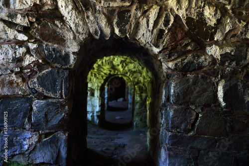 Dungeons and tunnels in Suomenlinna fortress in Helsinki, Finland photo